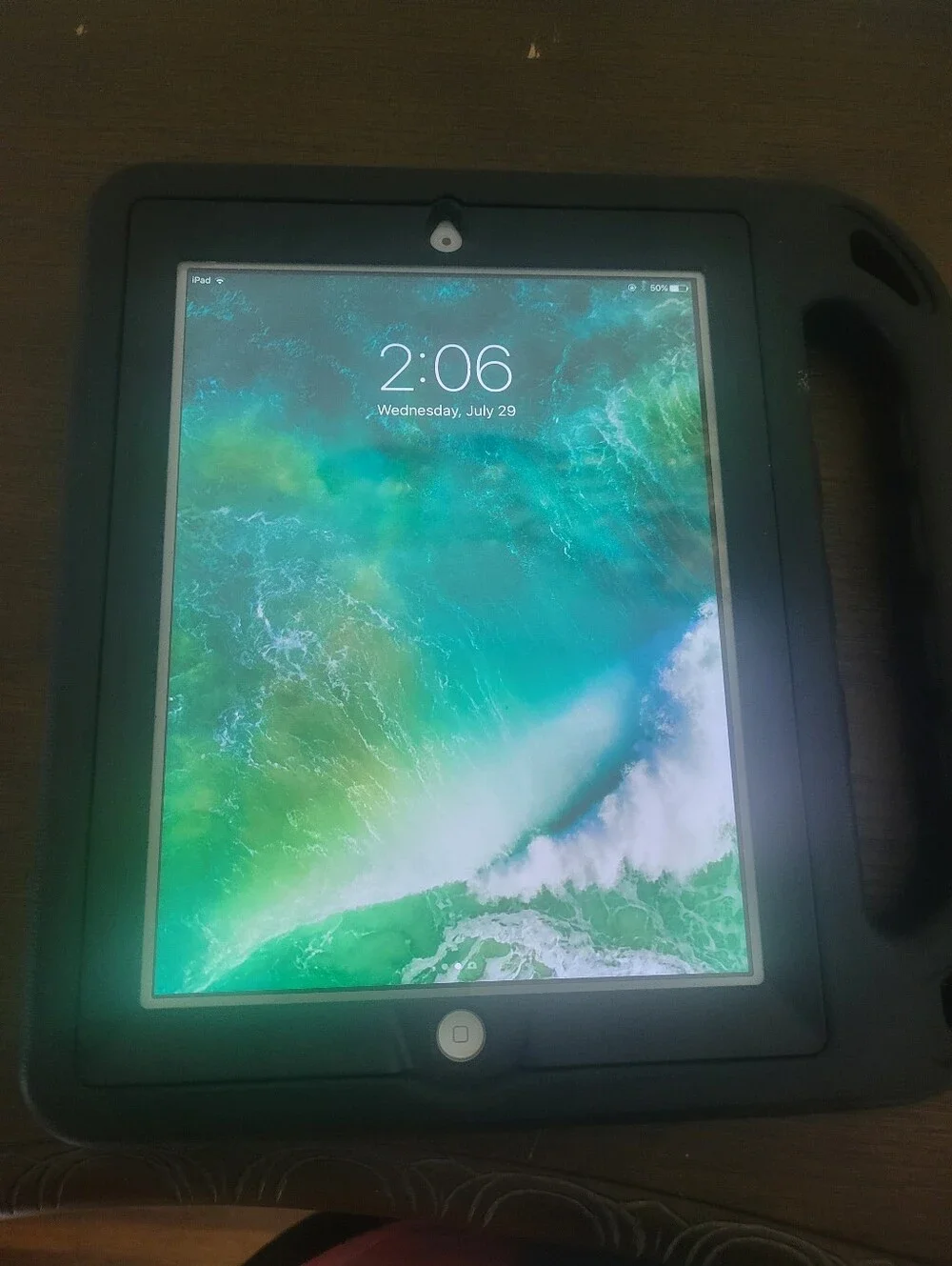 Apple iPad White Front with Green and Blue Display